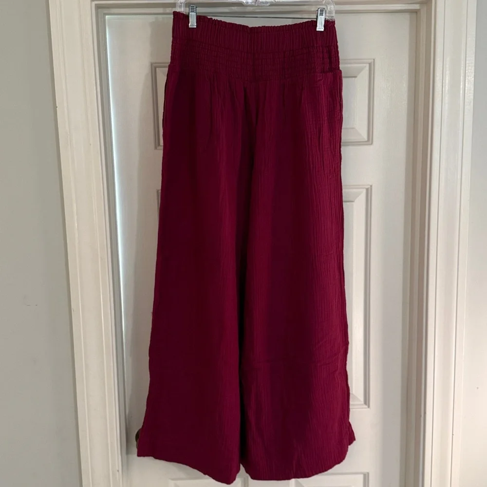 EUC Athropologie High Rise Elastic Waist Wide Leg Cotton Gauze Pants Sz M - Picture 4 of 9